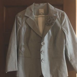 Halogen jacket with navy blue pin stripes